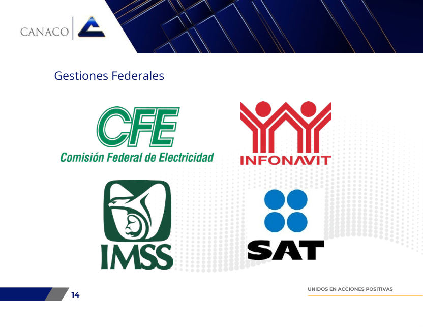 Ficha original de Gestiones federales: CFE, INFONAVIT, IMSS y SAT